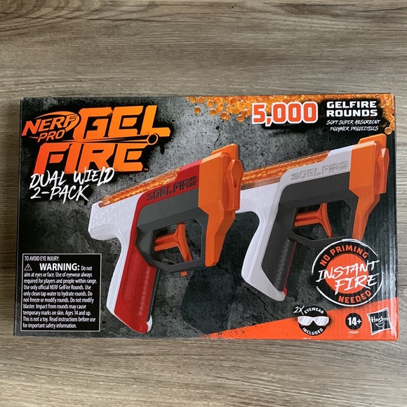 NERF Pro Gel Fire Dual Wield 2 Pack Blaster Toy Gun & 5000 GelFire Rounds Hasbro - Picture 2 of 3